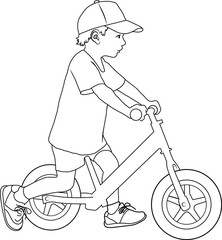 Image of a little boy riding a bicycle vector illustration