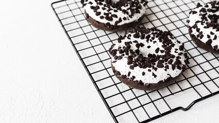 Oreo Donuts on Black Grid