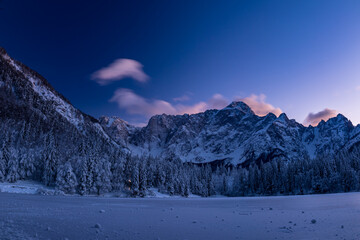 Cold evening at the lakes of Fusine