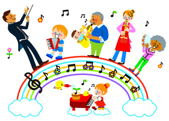 Obraz premium 多様性,家族,音楽,親子,子供,愛,親,家庭,赤ちゃん,赤ん坊,幼児,優しい,国際結婚,国際家族,インターナショナル,音楽会,イベント,演奏会,