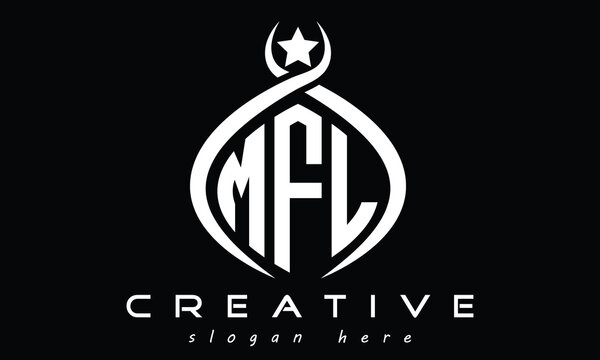 MFL three letters monogram curved initial logo design, geometric minimalist modern logo, vector template