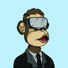 hand drawn monkey ape punk with jas clotes vr box  © artbwx
