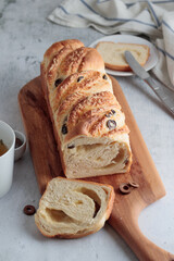 Homemade bread with cheese and olives