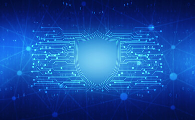 Protect and Security concept. Digital Shield on abstract technology background, Cyber security and information or network protection. Future technology web services for business and internet project