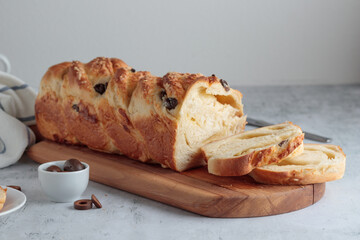 Homemade bread with cheese and olives