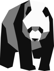 stylized panda stands flat style black and white © Майя Герасименко