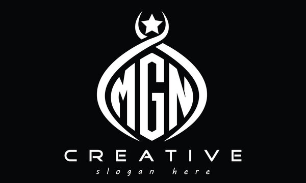 MGN three letters monogram curved initial logo design, geometric minimalist modern logo, vector template