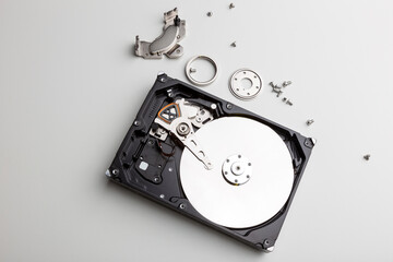 disassembly process of an external hard drive in details