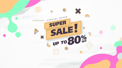 Sale banner template design with geometric background , Big sale special offer up to 80% off. Super Sale, end of season special offer banner. vector illustration.