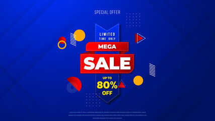 Sale banner template design with geometric background , Big sale special offer up to 80% off. Super Sale, end of season special offer banner. vector illustration.