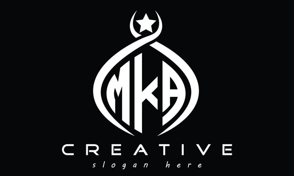 MKA three letters monogram curved initial logo design, geometric oval minimalist modern logo, vector template