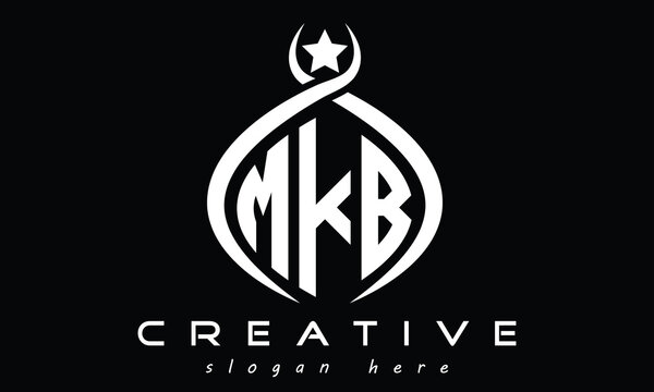 MKB three letters monogram curved initial logo design, geometric oval minimalist modern logo, vector template