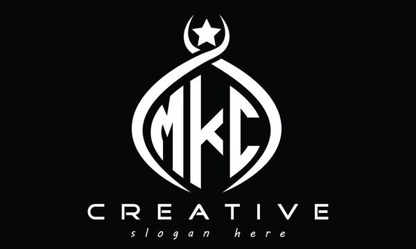 MKC three letters monogram curved initial logo design, geometric oval minimalist modern logo, vector template