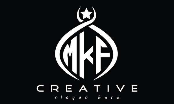 MKF three letters monogram curved initial logo design, geometric oval minimalist modern logo, vector template