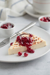 Leipajuusto - traditional Finnish baked cheese - with berries