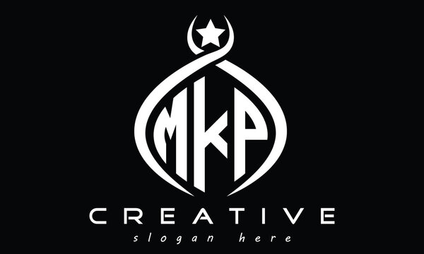 MKP three letters monogram curved initial logo design, geometric oval minimalist modern logo, vector template