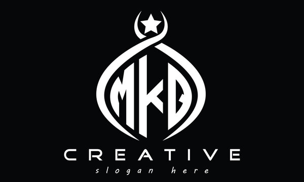 MKQ three letters monogram curved initial logo design, geometric oval minimalist modern logo, vector template