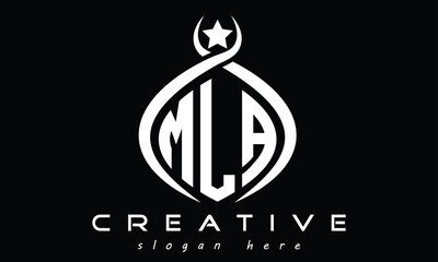 MLA three letters monogram curved initial logo design, geometric oval minimalist modern logo, vector template