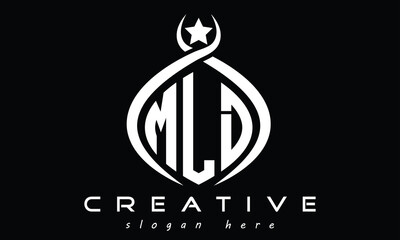 MLD three letters monogram curved initial logo design, geometric oval minimalist modern logo, vector template
