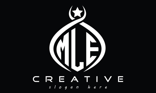 MLE three letters monogram curved initial logo design, geometric oval minimalist modern logo, vector template