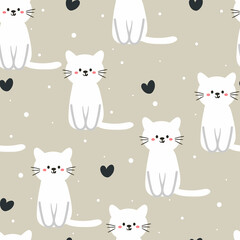 seamless pattern cute cartoon cat and cute stuff. for fabric print, kids wallpaper, gift wrapping paper