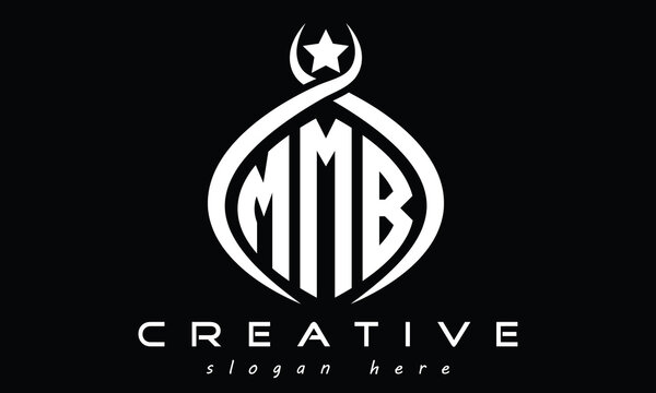 MMB three letters monogram curved initial logo design, geometric oval minimalist modern logo, vector template