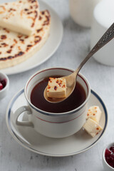 Coffee with Leipajuusto - traditional Finnish baked cheese 
