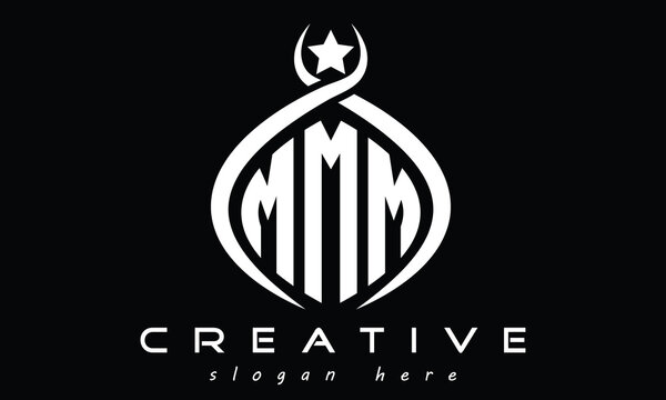 MMM three letters monogram curved initial logo design, geometric oval minimalist modern logo, vector template