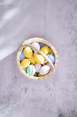 easter eggs in a basket