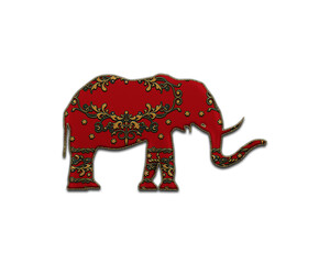Elephant Animal symbol Indian Red Sari Saree icon logo illustration