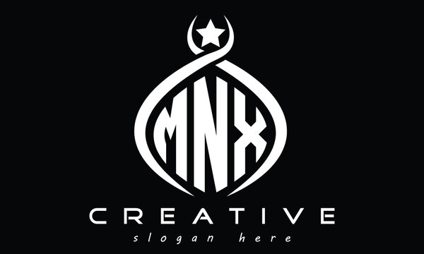 MNX three letters monogram curved initial logo design, geometric oval minimalist modern logo, vector template