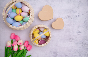 easter eggs in a basket