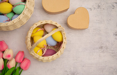 easter eggs in a basket