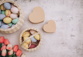 easter eggs in a basket