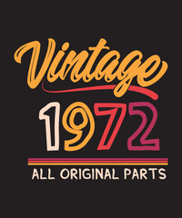 Vintage 1972 All Original Parts Shirt 50th Birthday 1972 T-Shirt - obrazy, fototapety, plakaty