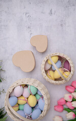 easter eggs in a basket