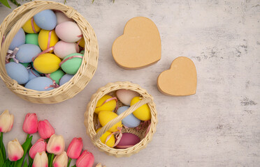 easter eggs in a basket