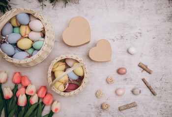 chocolate easter eggs on the table