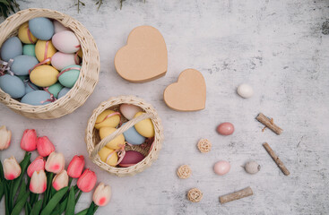 easter eggs in a basket