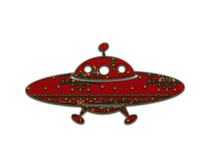 ET UFO Aliens Spacecraft symbol Indian Red Sari Saree icon logo illustration