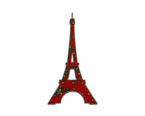 Eiffel Tower Paris, France symbol Indian Red Sari Saree icon logo illustration