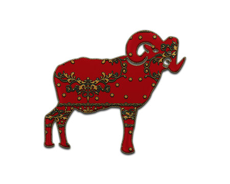 Sheep lamb Ram symbol Indian Red Sari Saree icon logo illustration