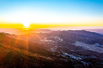 筑波山から見た霞ヶ浦からの日の出（茨城県）
