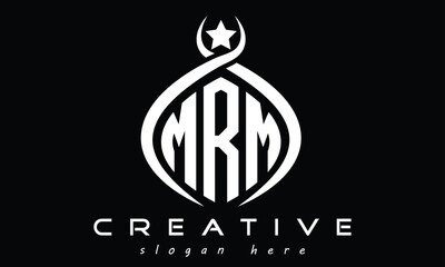 MRM three letters monogram curved initial logo design, geometric oval minimalist modern logo, vector template