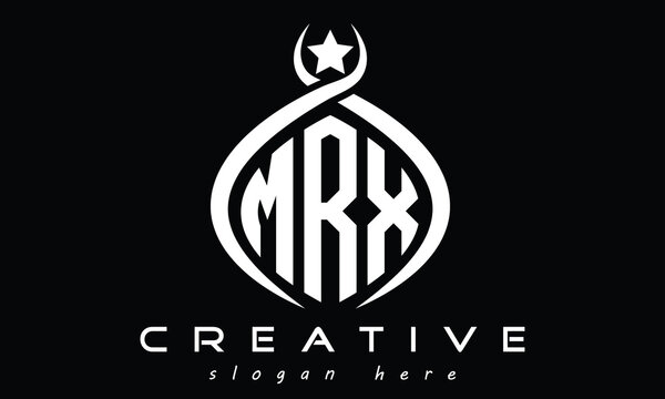 MRX three letters monogram curved initial logo design, geometric oval creative modern logo, vector template