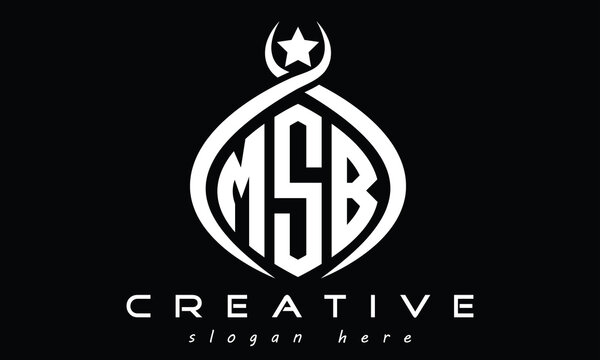 MSB three letters monogram curved initial logo design, geometric oval creative modern logo, vector template