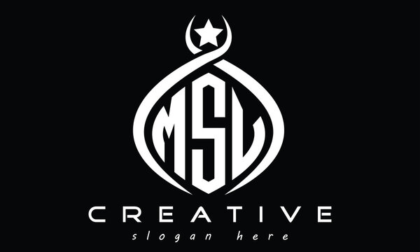 MSV three letters monogram curved initial logo design, geometric oval creative modern logo, vector template