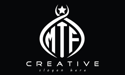 MTF three letters monogram curved initial logo design, geometric oval creative modern logo, vector template