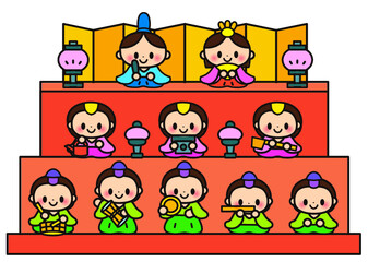 ひなまつり,ひな祭り,おひなさま,お雛様,３月,春,ひな人形,雛祭り,かわいい,雛人形,保育園,幼稚園,ひな飾り,3月,3月3日, 金屏風, お内裏様, 三人官女, 五人囃子