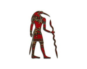 Thoth Egyptian God symbol Indian Red Sari Saree icon logo illustration